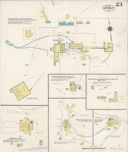 Sanborn Fire Insurance Map from Grass Valley, Nevada County, California (1912), Sheet #0023 - Complete Map Set gallery image, historic Sanborn map, vintage wall art, California California
