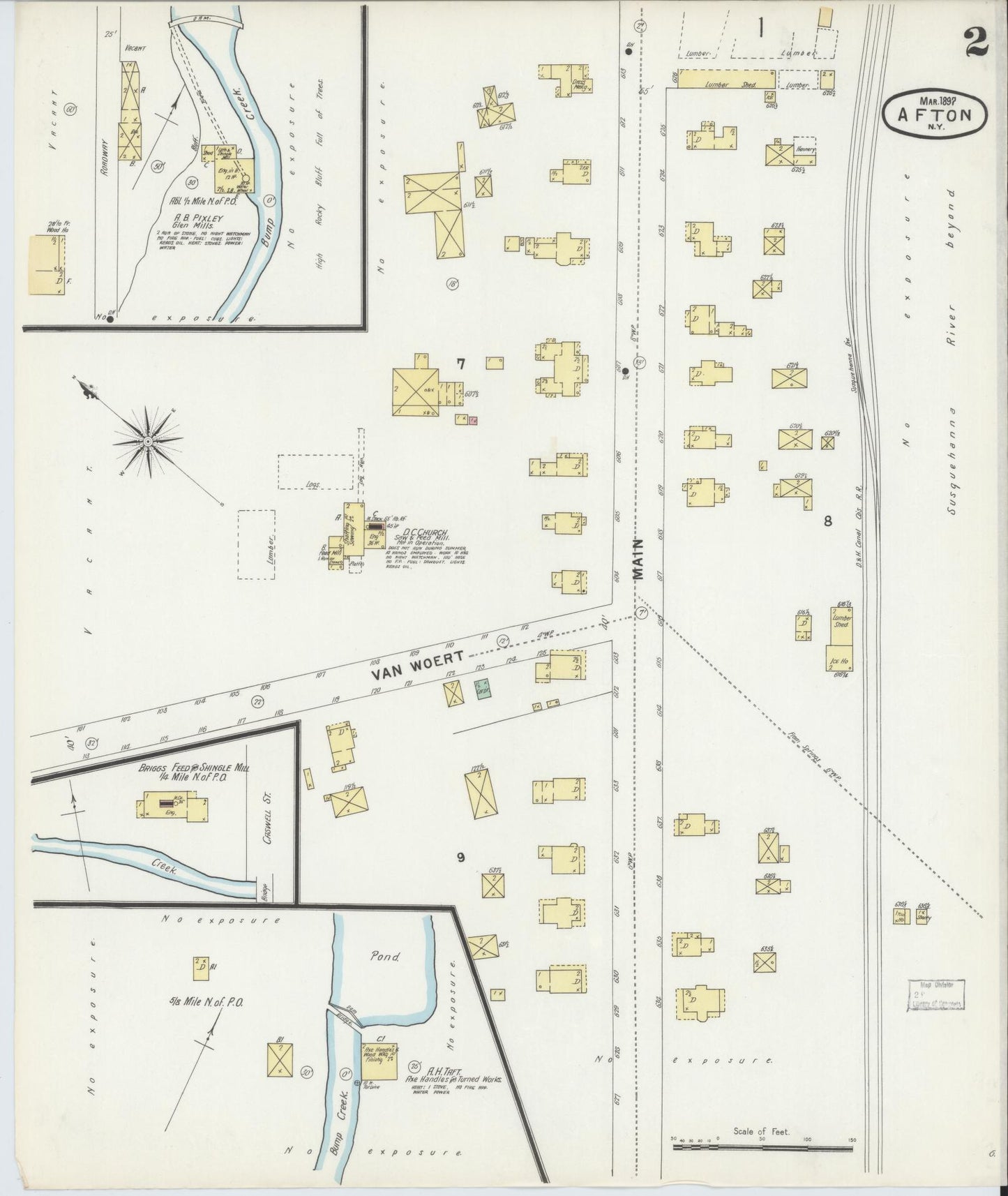 Sanborn Fire Insurance Map from Afton, Chenango County, New York (1897), Sheet #0002 - Historic Sanborn Fire Insurance Map Print, vintage old map wall art, antique decor, genealogy gift, New York New York map