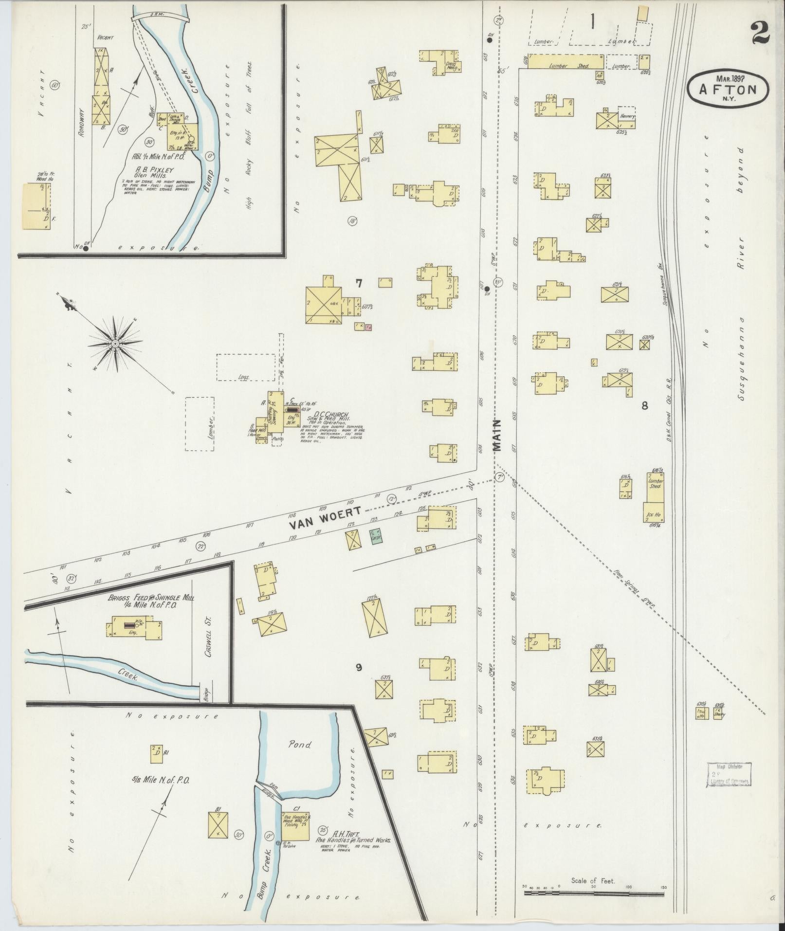 Sanborn Fire Insurance Map from Afton, Chenango County, New York (1897), Sheet #0002 - Historic Sanborn Fire Insurance Map Print, vintage old map wall art, antique decor, genealogy gift, New York New York map