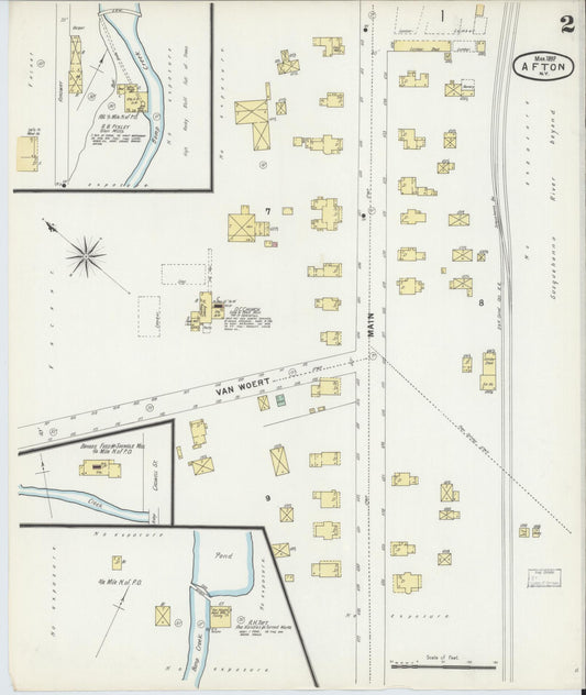 Sanborn Fire Insurance Map from Afton, Chenango County, New York (1897), Sheet #0002 - Historic Sanborn Fire Insurance Map Print, vintage old map wall art, antique decor, genealogy gift, New York New York map