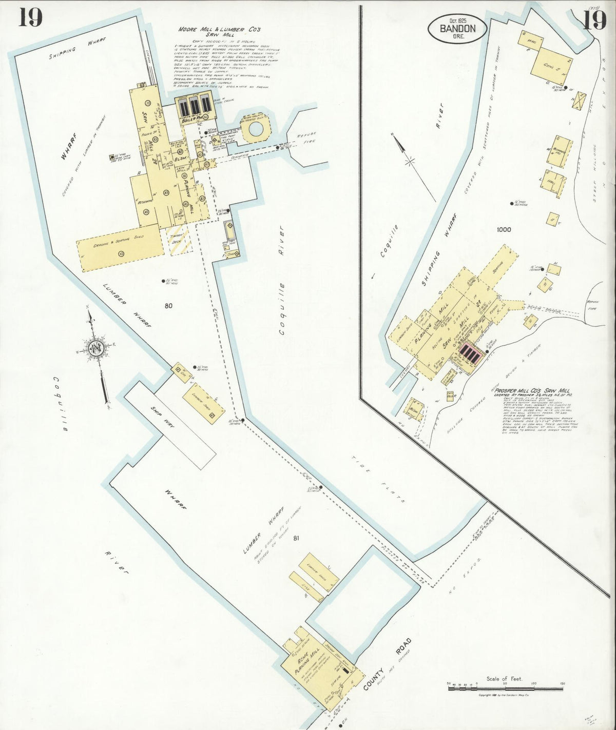Sanborn Fire Insurance Map from Bandon, Coos County, Oregon (1925), Sheet #0019 - Historic Sanborn Fire Insurance Map Print, vintage old map wall art, antique decor, genealogy gift, Oregon Oregon map