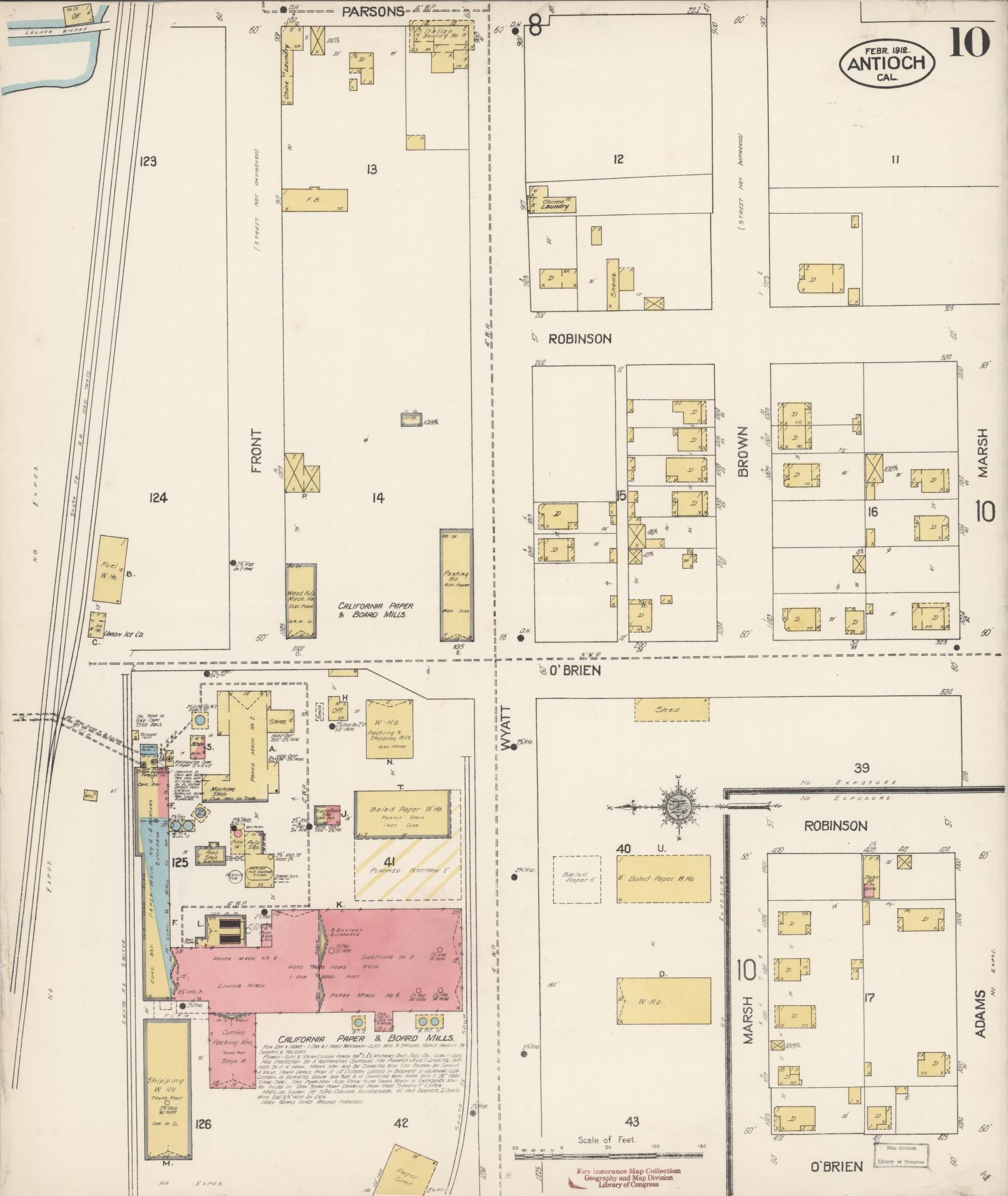 Sanborn Fire Insurance Map from Antioch, Contra Costa County, California (1912), Sheet #0010 - Historic Sanborn Fire Insurance Map Print, vintage old map wall art, antique decor, genealogy gift, California California map