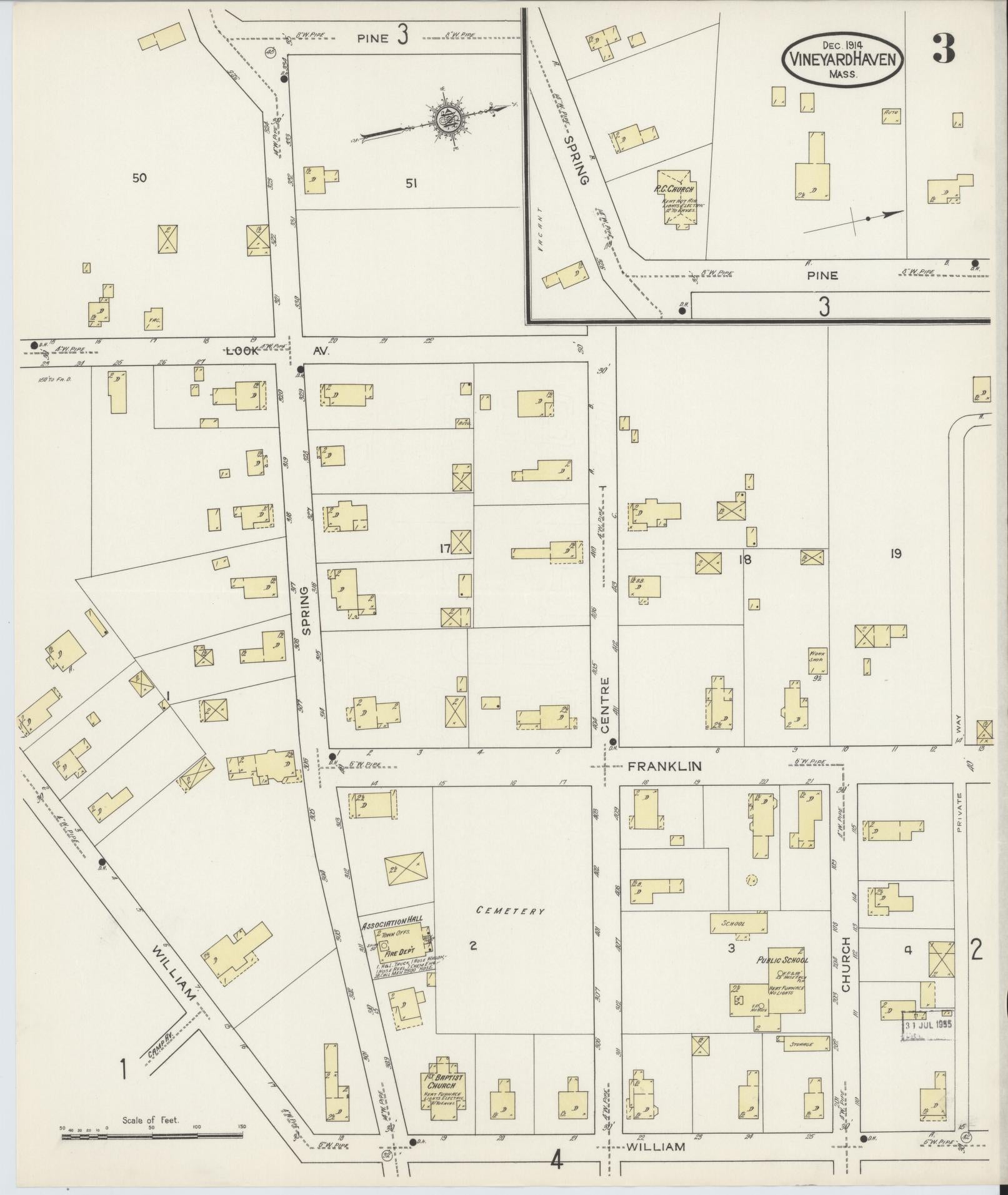Sanborn Fire Insurance Map from Vineyard Haven, Dukes County, Massachusetts (1914), Sheet #0003 - Complete Map Set gallery image, historic Sanborn map, vintage wall art, Massachusetts Massachusetts