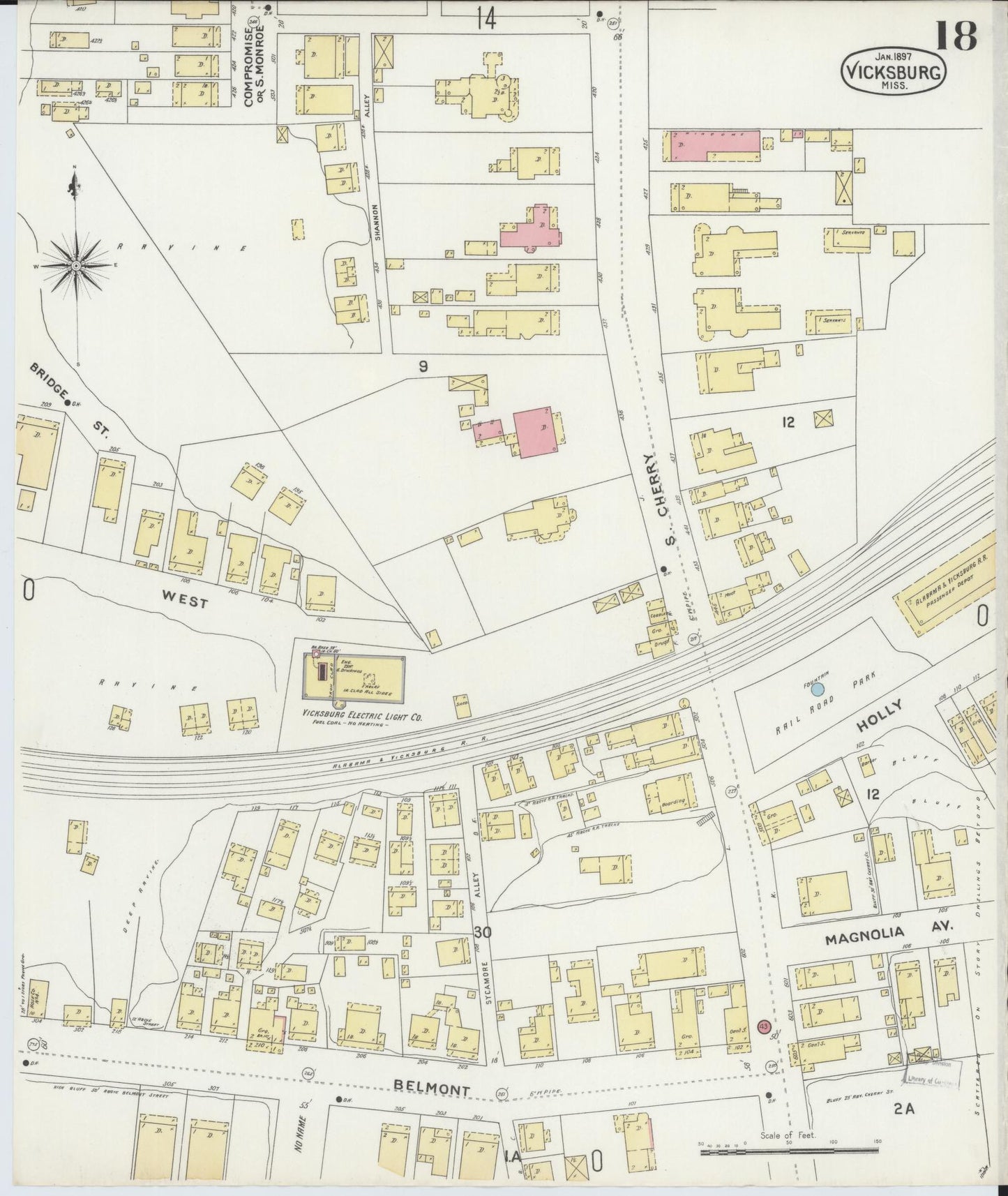 Sanborn Fire Insurance Map from Vicksburg, Warren County, Mississippi (1897), Sheet #0018 - Complete Map Set gallery image, historic Sanborn map, vintage wall art, Mississippi Mississippi