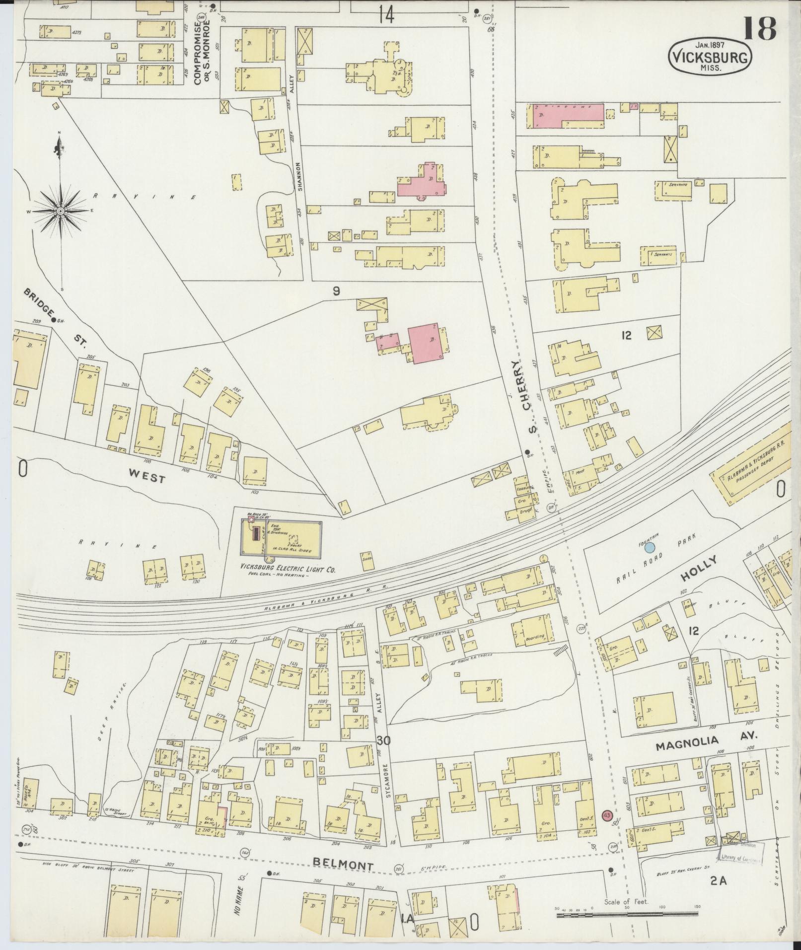 Sanborn Fire Insurance Map from Vicksburg, Warren County, Mississippi (1897), Sheet #0018 - Complete Map Set gallery image, historic Sanborn map, vintage wall art, Mississippi Mississippi
