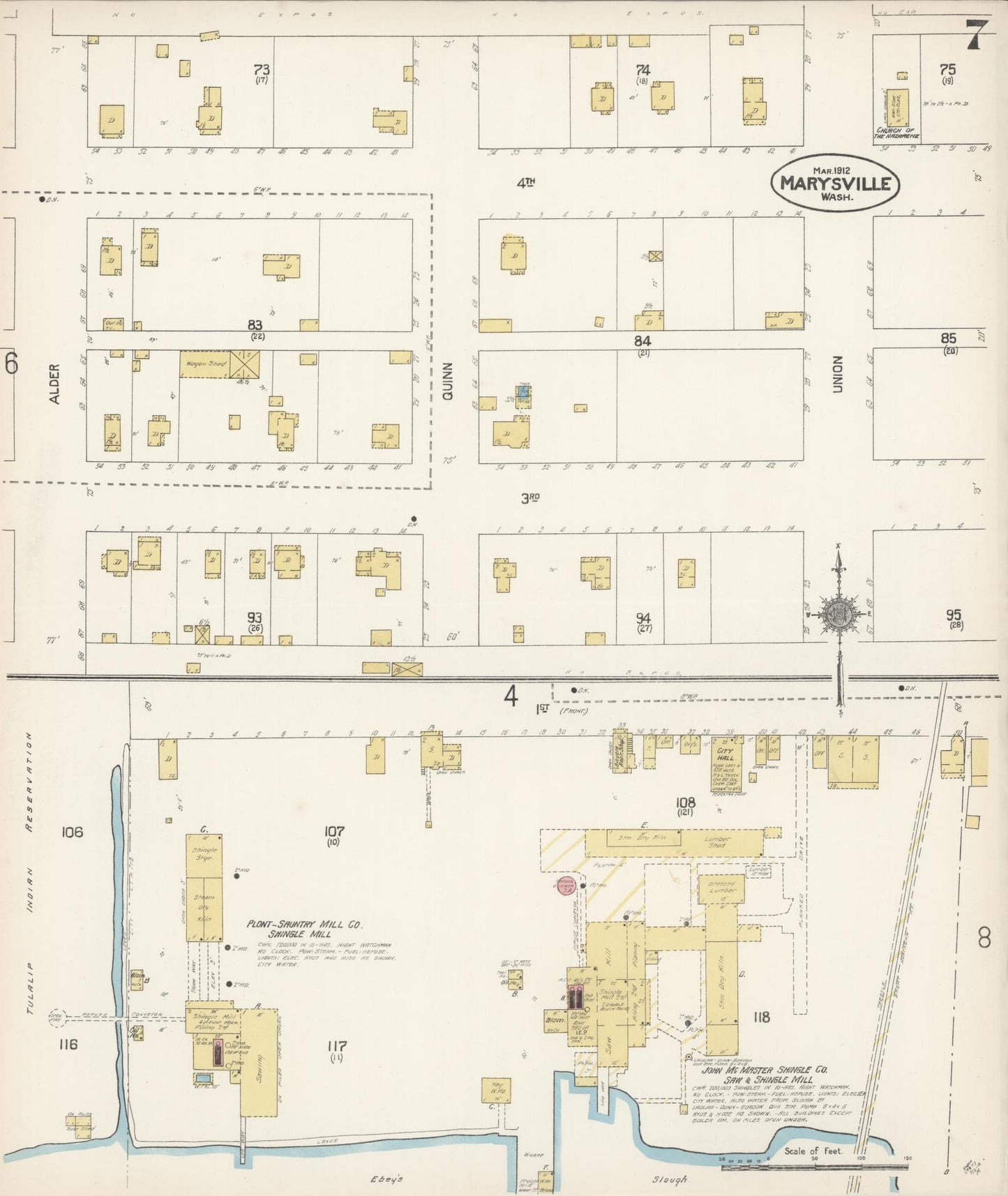 Sanborn Fire Insurance Map from Marysville, Snohomish County, Washington (1912), Sheet #0007 - Complete Map Set gallery image, historic Sanborn map, vintage wall art, Washington Washington