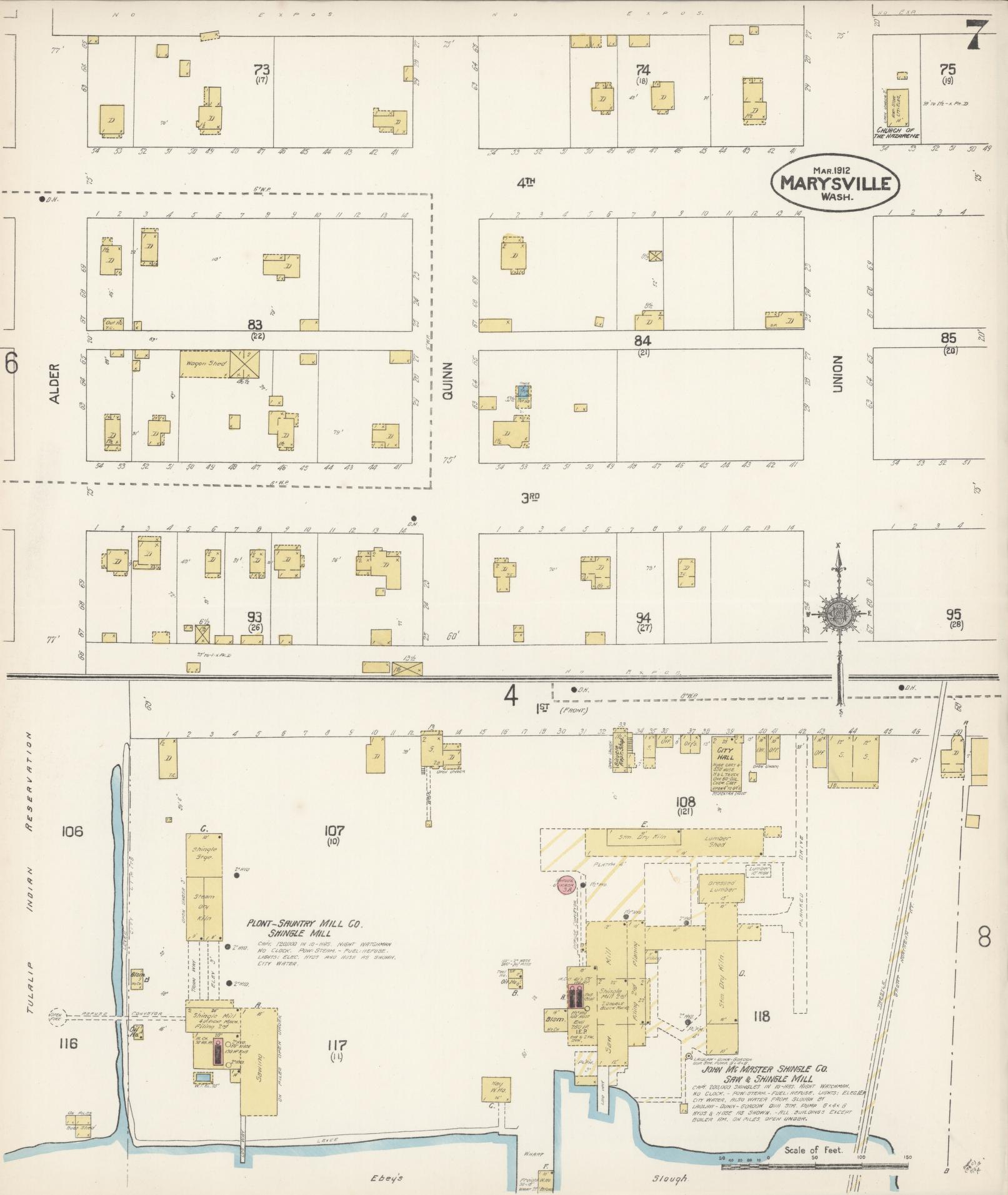 Sanborn Fire Insurance Map from Marysville, Snohomish County, Washington (1912), Sheet #0007 - Complete Map Set gallery image, historic Sanborn map, vintage wall art, Washington Washington