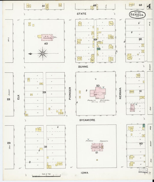 Sanborn Fire Insurance Map from Seneca, Nemaha County, Kansas (1889), Sheet #0004 - Historic Sanborn Fire Insurance Map Print, vintage old map wall art, antique decor, genealogy gift, Kansas Kansas map