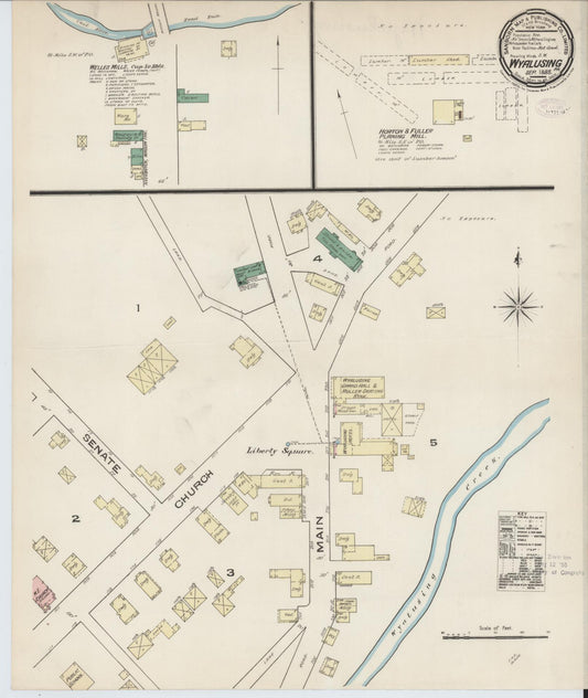 Sanborn Fire Insurance Map from Wyalusing, Wyoming County, Pennsylvania (1885), Sheet #0001 - Historic Sanborn Fire Insurance Map Print, vintage old map wall art, antique decor, genealogy gift, Pennsylvania Pennsylvania map