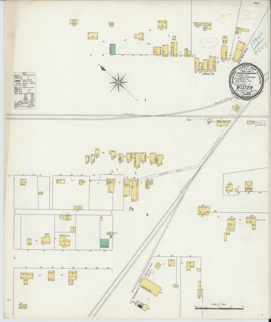 Sanborn Fire Insurance Map from Wister, Le Flore County, Oklahoma (1899), Sheet #0001 - Historic Sanborn Fire Insurance Map Print, vintage old map wall art, antique decor, genealogy gift, Oklahoma Oklahoma map