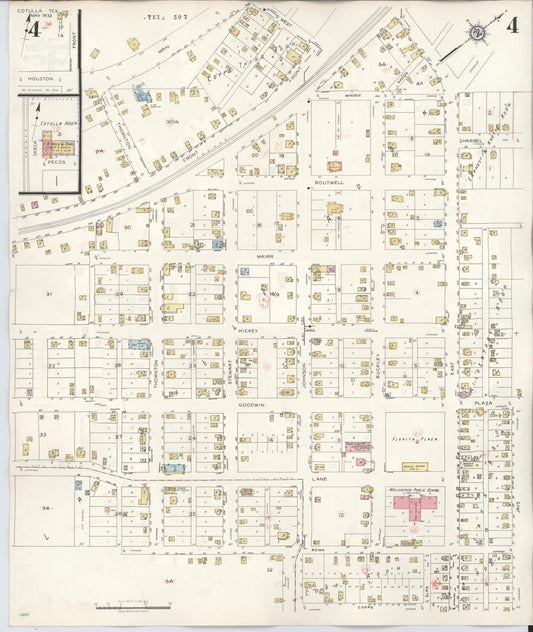 Sanborn Fire Insurance Map from Cotulla, La Salle County, Texas (1948), Sheet #0004 - Historic Sanborn Fire Insurance Map Print, vintage old map wall art, antique decor, genealogy gift, Texas Texas map