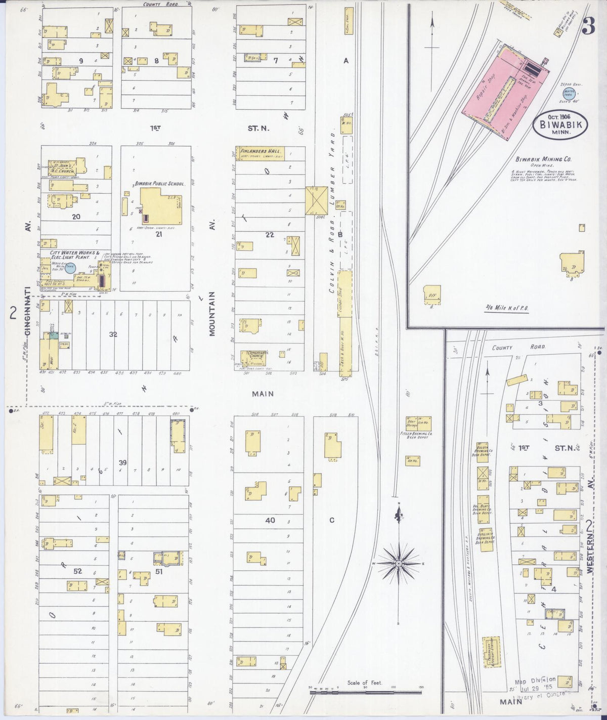 Sanborn Fire Insurance Map from Biwabik, Saint Louis County, Minnesota (1906), Sheet #0003 - Complete Map Set gallery image, historic Sanborn map, vintage wall art, Minnesota Minnesota