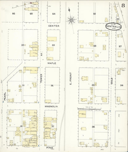 Sanborn Fire Insurance Map from Centralia, Lewis County, Washington (1891), Sheet #0008 - Complete Map Set gallery image, historic Sanborn map, vintage wall art, Washington Washington