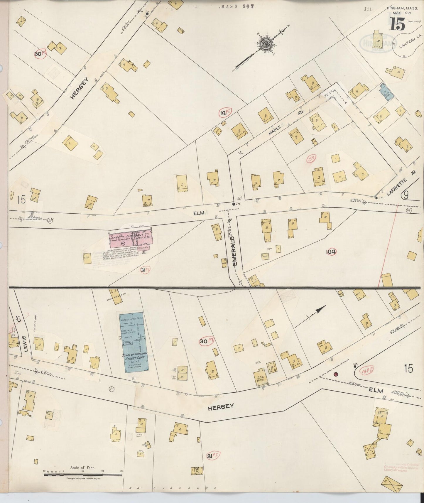 Sanborn Fire Insurance Map from Hingham, Plymouth County, Massachusetts (1948), Sheet #0015 - Complete Map Set gallery image, historic Sanborn map, vintage wall art, Massachusetts Massachusetts