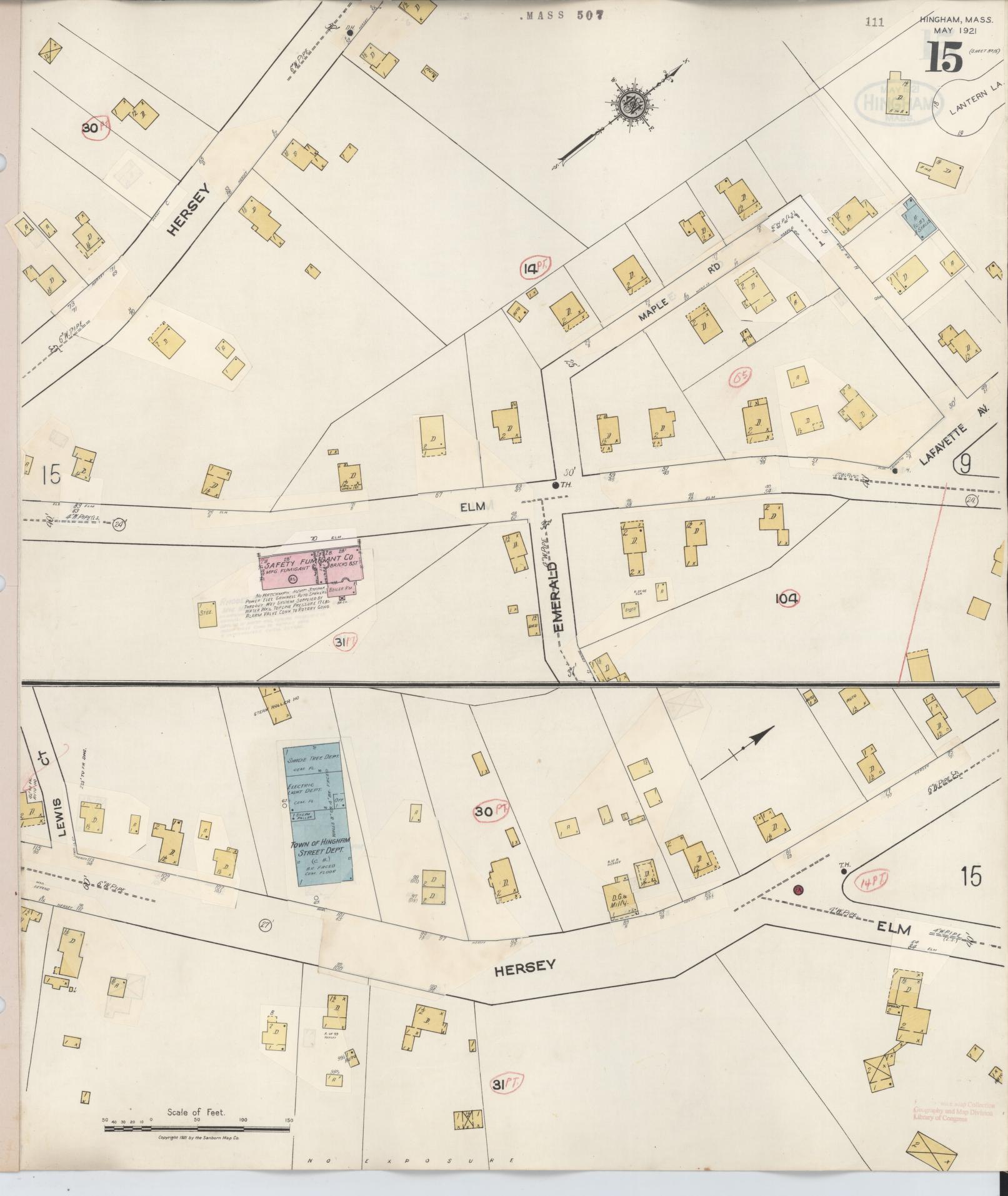 Sanborn Fire Insurance Map from Hingham, Plymouth County, Massachusetts (1948), Sheet #0015 - Complete Map Set gallery image, historic Sanborn map, vintage wall art, Massachusetts Massachusetts