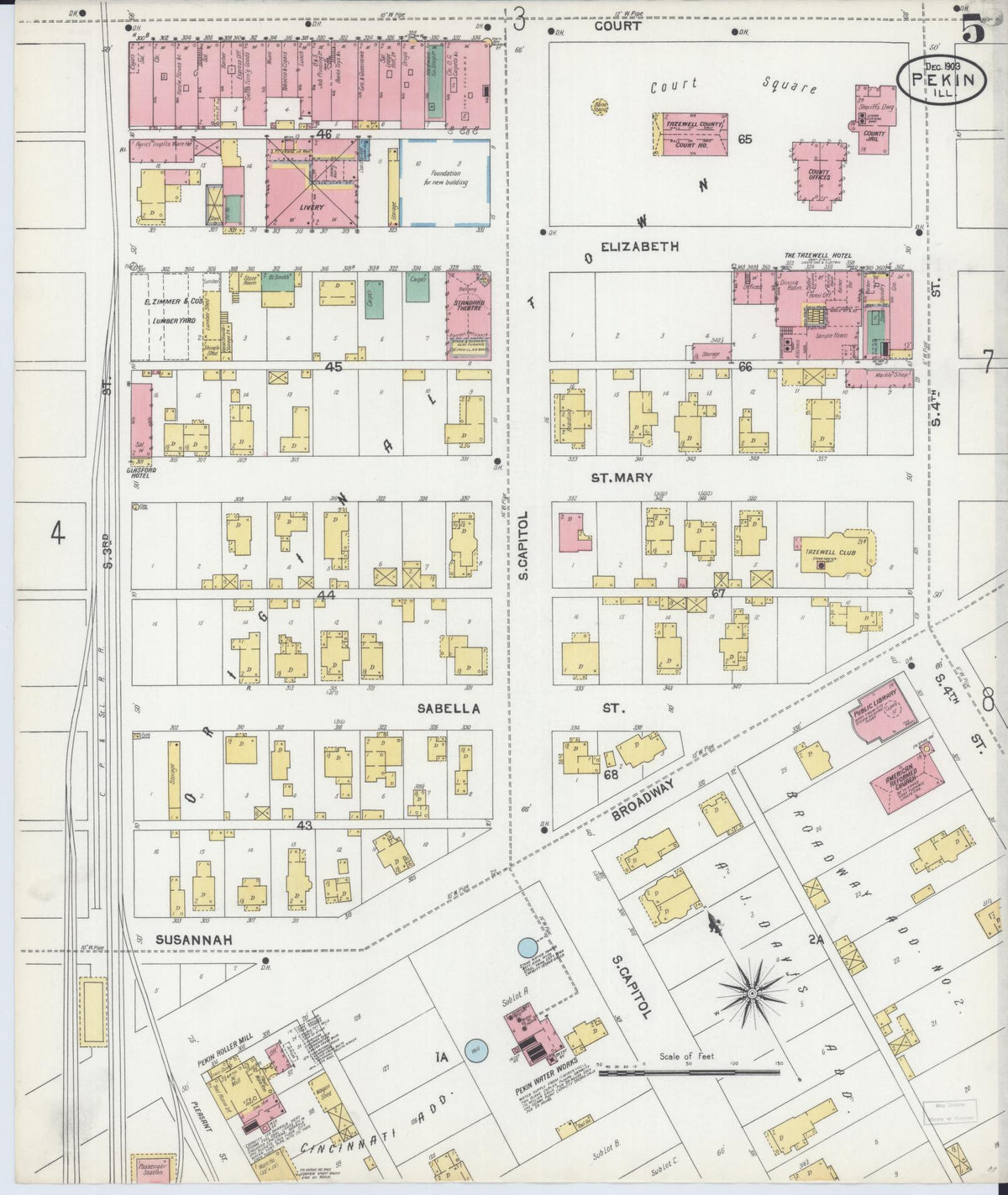 Sanborn Fire Insurance Map from Pekin, Tazewell County, Illinois (1903), Sheet #0005 - Complete Map Set gallery image, historic Sanborn map, vintage wall art, Illinois Illinois