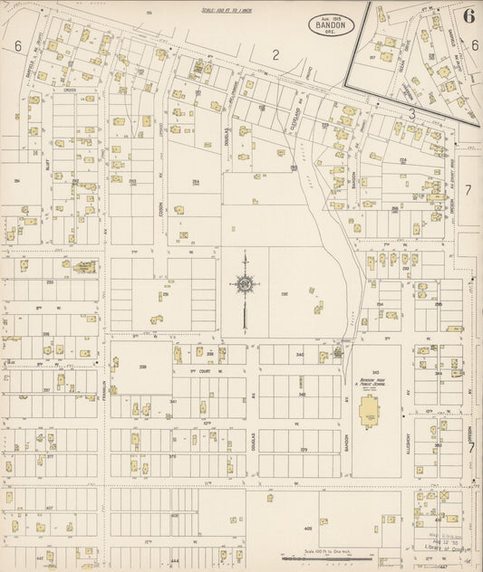 Sanborn Fire Insurance Map from Bandon, Coos County, Oregon (1915), Sheet #0006 - Historic Sanborn Fire Insurance Map Print, vintage old map wall art, antique decor, genealogy gift, Oregon Oregon map