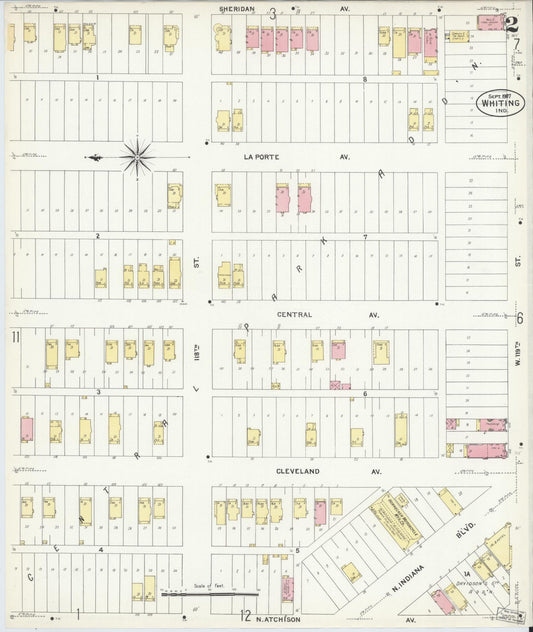 Sanborn Fire Insurance Map from Whiting, Lake County, Indiana (1907), Sheet #0002 - Historic Sanborn Fire Insurance Map Print, vintage old map wall art, antique decor, genealogy gift, Indiana Indiana map