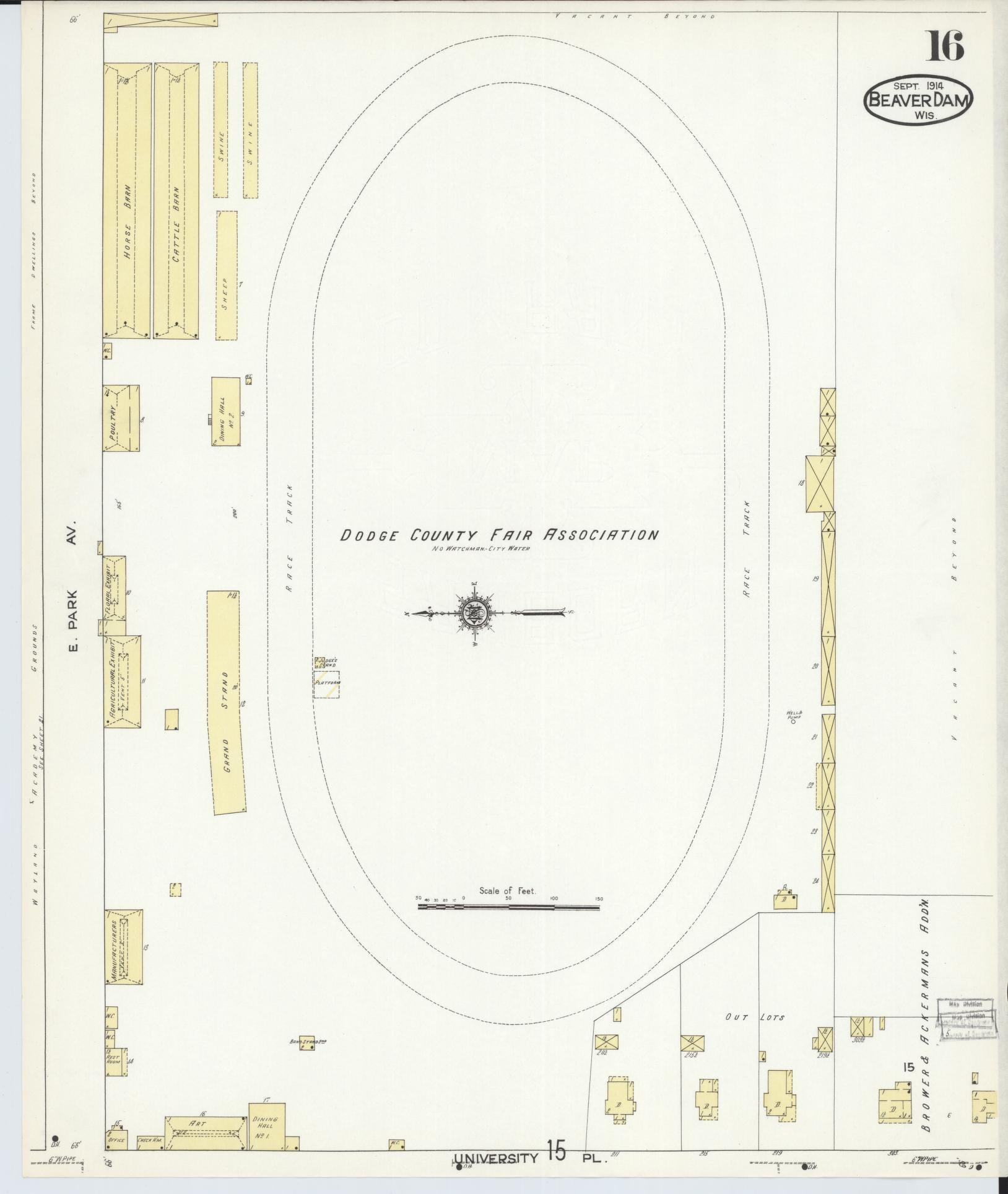 Sanborn Fire Insurance Map from Beaver Dam, Dodge County, Wisconsin (1914), Sheet #0016 - Complete Map Set gallery image, historic Sanborn map, vintage wall art, Wisconsin Wisconsin
