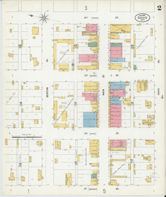 Sanborn Fire Insurance Map from Davis, Murray County, Oklahoma (1900), Sheet #0002 - Historic Sanborn Fire Insurance Map Print, vintage old map wall art, antique decor, genealogy gift, Oklahoma Oklahoma map