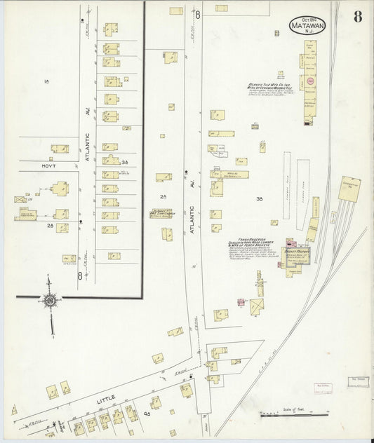 Sanborn Fire Insurance Map from Matawan, Monmouth County, New Jersey (1914), Sheet #0008 - Historic Sanborn Fire Insurance Map Print, vintage old map wall art, antique decor, genealogy gift, New Jersey New Jersey map