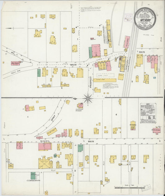 Sanborn Fire Insurance Map from Mount Airy, Carroll County, Maryland (1904), Sheet #0001 - Historic Sanborn Fire Insurance Map Print, vintage old map wall art, antique decor, genealogy gift, Maryland Maryland map
