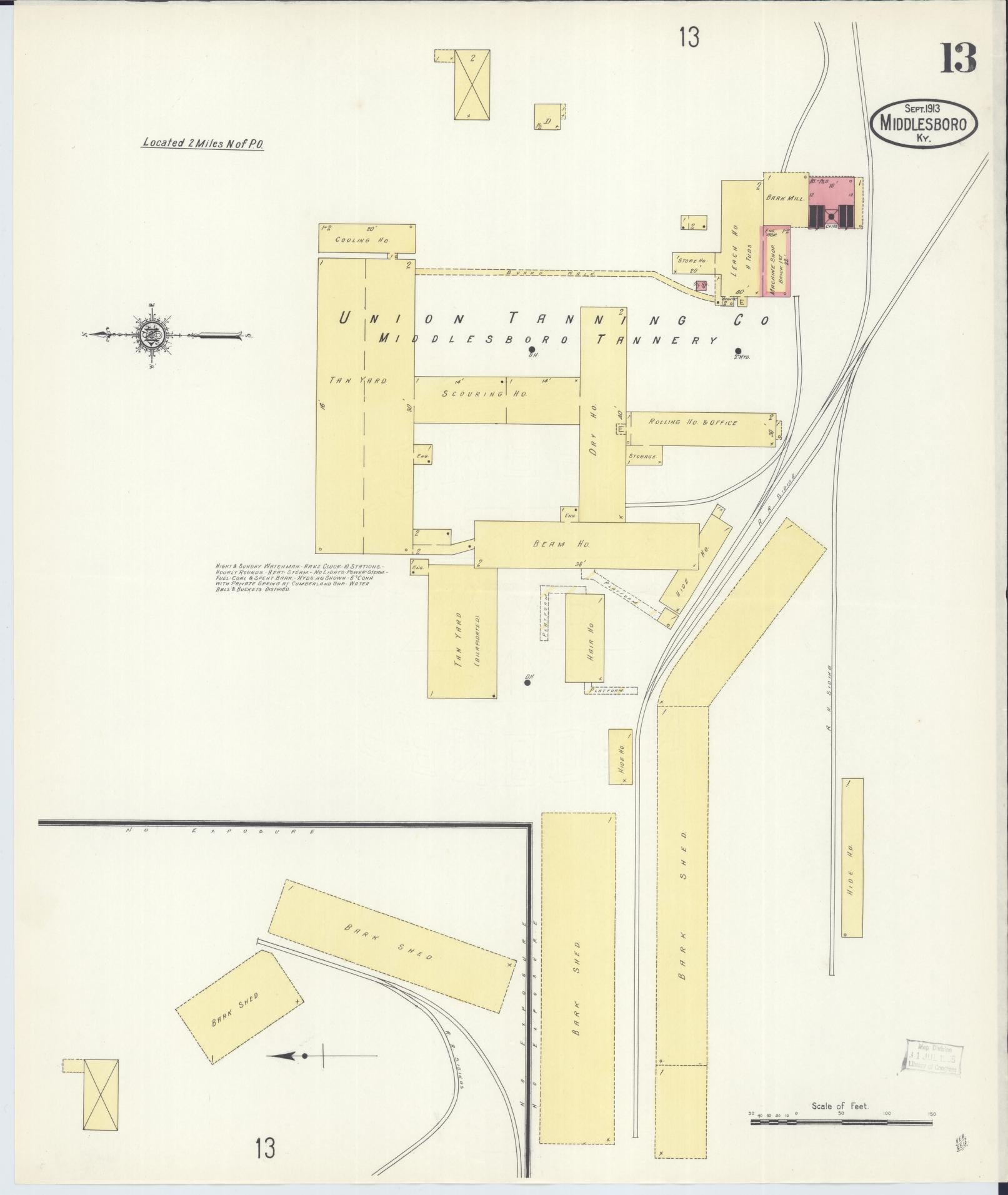 Sanborn Fire Insurance Map from Middlesboro, Bell County, Kentucky (1913), Sheet #0013 - Historic Sanborn Fire Insurance Map Print, vintage old map wall art, antique decor, genealogy gift, Kentucky Kentucky map