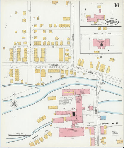 Sanborn Fire Insurance Map from North Adams, Berkshire County, Massachusetts (1901), Sheet #0016 - Historic Sanborn Fire Insurance Map Print, vintage old map wall art, antique decor, genealogy gift, Massachusetts Massachusetts map