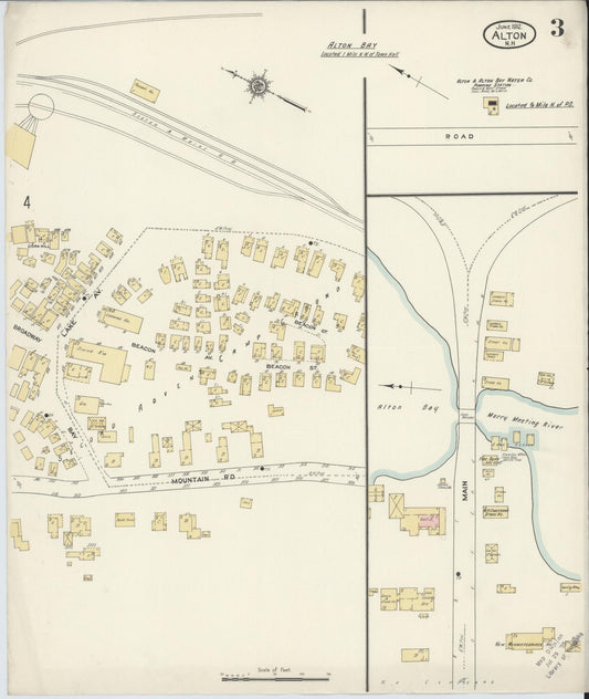 Sanborn Fire Insurance Map from Alton, Belknap County, New Hampshire (1912), Sheet #0003 - Historic Sanborn Fire Insurance Map Print, vintage old map wall art, antique decor, genealogy gift, New Hampshire New Hampshire map