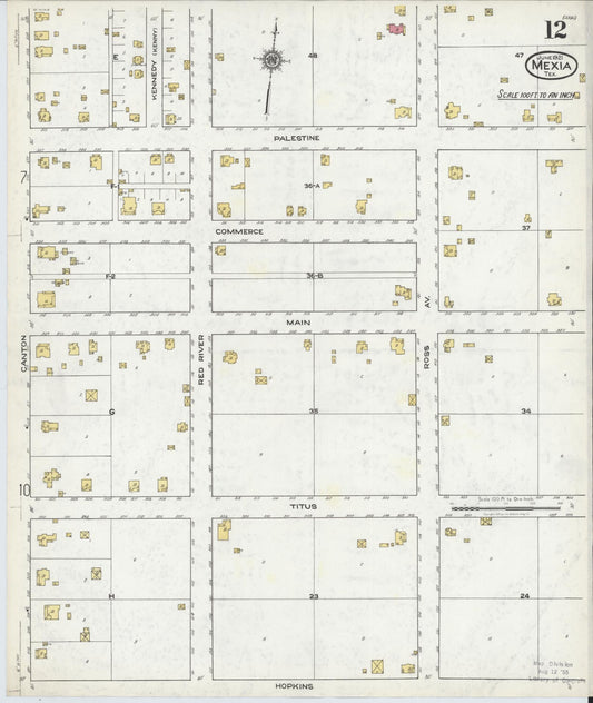 Sanborn Fire Insurance Map from Mexia, Limestone County, Texas (1921), Sheet #0012 - Historic Sanborn Fire Insurance Map Print, vintage old map wall art, antique decor, genealogy gift, Texas Texas map