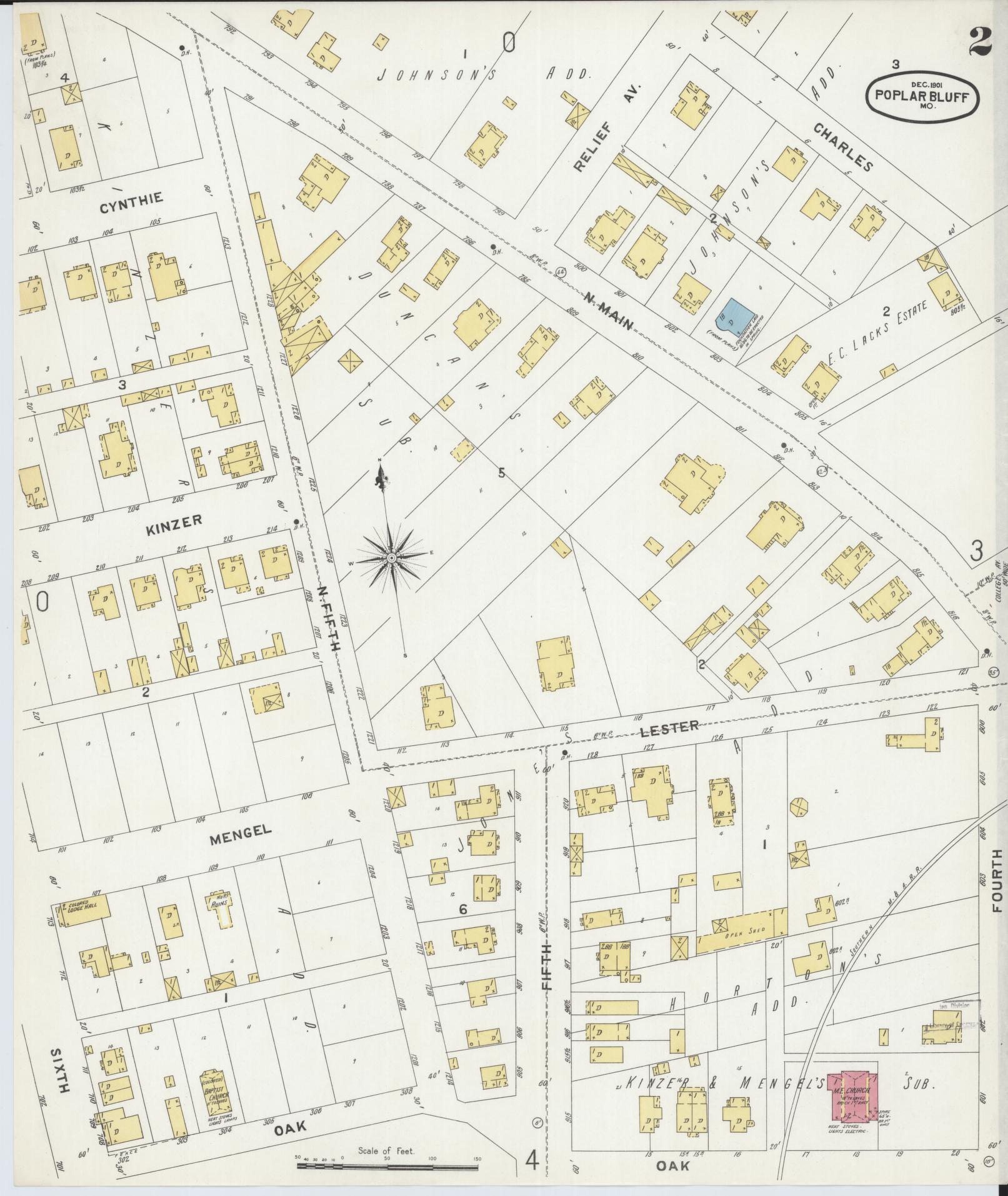 Sanborn Fire Insurance Map from Poplar Bluff, Butler County, Missouri (1901), Sheet #0002 - Historic Sanborn Fire Insurance Map Print, vintage old map wall art, antique decor, genealogy gift, Missouri Missouri map