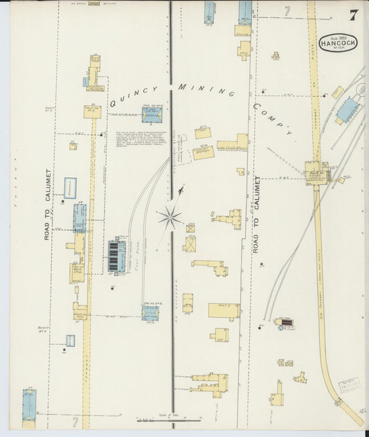 Sanborn Fire Insurance Map from Houghton, Houghton County, Michigan (1893), Sheet #0007 - Historic Sanborn Fire Insurance Map Print, vintage old map wall art, antique decor, genealogy gift, Michigan Michigan map