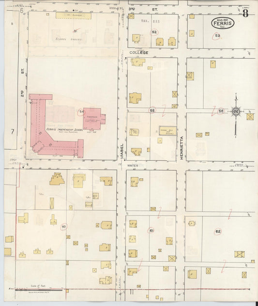 Sanborn Fire Insurance Map from Ferris, Ellis County, Texas (1941), Sheet #0008 - Historic Sanborn Fire Insurance Map Print, vintage old map wall art, antique decor, genealogy gift, Texas Texas map