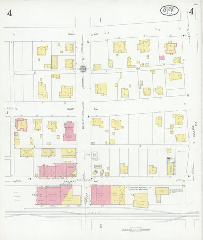 Sanborn Fire Insurance Map from Opp, Covington County, Alabama (1930), Sheet #0004 - Complete Map Set gallery image, historic Sanborn map, vintage wall art, Alabama Alabama
