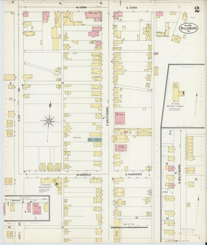 Sanborn Fire Insurance Map from Dillsburg, York County, Pennsylvania (1902), Sheet #0002 - Complete Map Set gallery image, historic Sanborn map, vintage wall art, Pennsylvania Pennsylvania