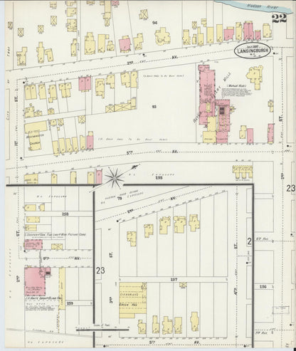 Sanborn Fire Insurance Map from Lansingburg, Rensselaer County, New York (1897), Sheet #0022 - Historic Sanborn Fire Insurance Map Print, vintage old map wall art, antique decor, genealogy gift, New York New York map