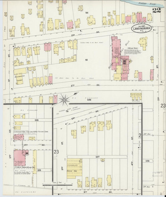 Sanborn Fire Insurance Map from Lansingburg, Rensselaer County, New York (1897), Sheet #0022 - Historic Sanborn Fire Insurance Map Print, vintage old map wall art, antique decor, genealogy gift, New York New York map