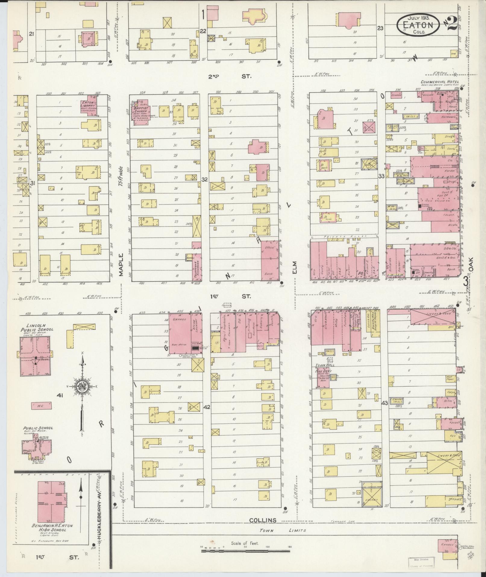 Sanborn Fire Insurance Map from Eaton, Weld County, Colorado (1913), Sheet #0002 - Historic Sanborn Fire Insurance Map Print, vintage old map wall art, antique decor, genealogy gift, Colorado Colorado map