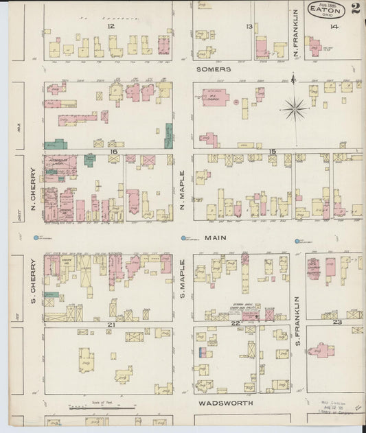 Sanborn Fire Insurance Map from Eaton, Preble County, Ohio (1885), Sheet #0002 - Historic Sanborn Fire Insurance Map Print, vintage old map wall art, antique decor, genealogy gift, Ohio Ohio map