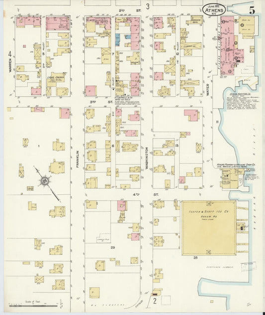 Sanborn Fire Insurance Map from Athens, Greene County, New York (1912), Sheet #0005 - Historic Sanborn Fire Insurance Map Print, vintage old map wall art, antique decor, genealogy gift, New York New York map