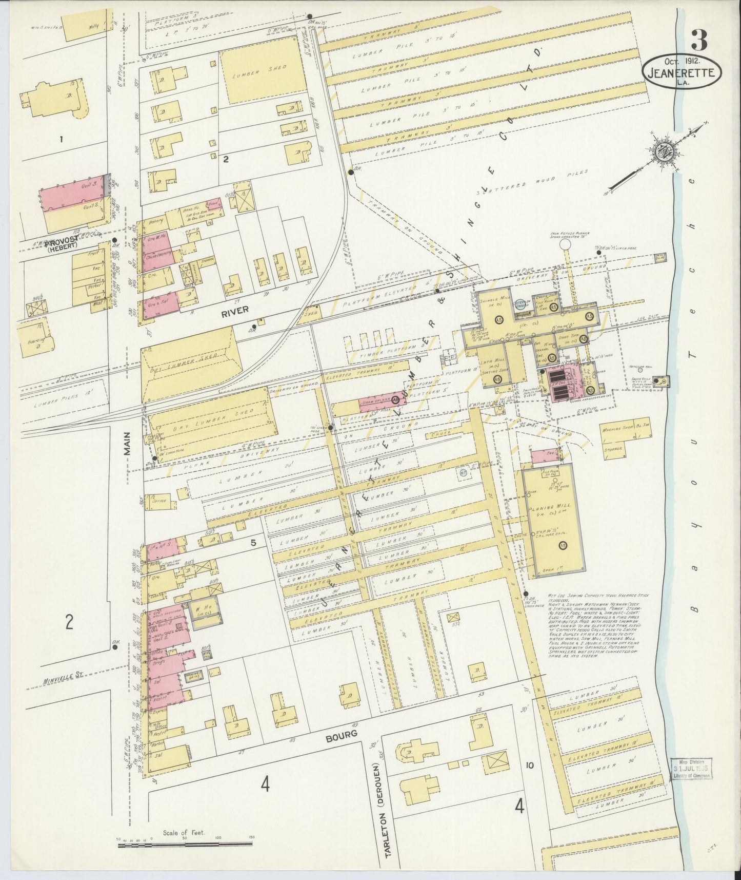 Sanborn Fire Insurance Map from Jeannerette, Iberia Parish, Louisiana (1912), Sheet #0003 - Historic Sanborn Fire Insurance Map Print, vintage old map wall art, antique decor, genealogy gift, Louisiana Louisiana map