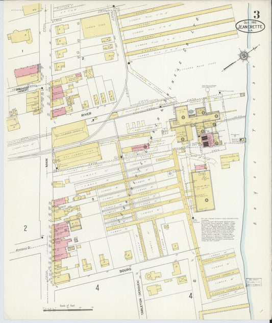 Sanborn Fire Insurance Map from Jeannerette, Iberia Parish, Louisiana (1912), Sheet #0003 - Historic Sanborn Fire Insurance Map Print, vintage old map wall art, antique decor, genealogy gift, Louisiana Louisiana map