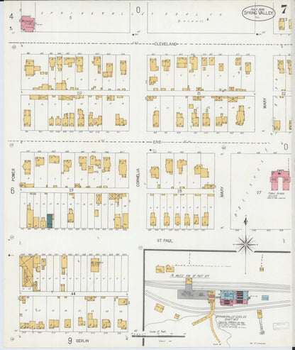 Sanborn Fire Insurance Map from Spring Valley, Bureau County, Illinois (1906), Sheet #0007 - Complete Map Set gallery image, historic Sanborn map, vintage wall art, Illinois Illinois