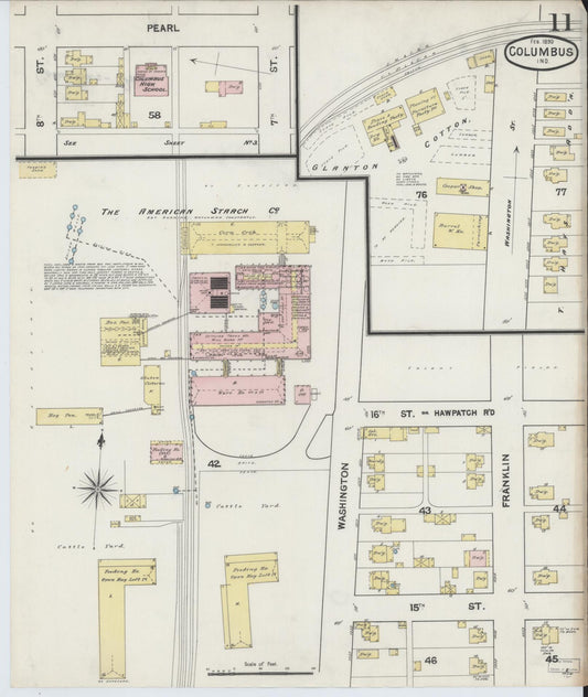Sanborn Fire Insurance Map from Columbus, Bartholomew County, Indiana (1890), Sheet #0011 - Historic Sanborn Fire Insurance Map Print, vintage old map wall art, antique decor, genealogy gift, Indiana Indiana map