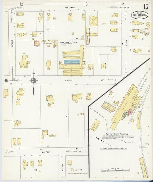 Sanborn Fire Insurance Map from Ballston Spa, Saratoga County, New York (1911), Sheet #0017 - Historic Sanborn Fire Insurance Map Print, vintage old map wall art, antique decor, genealogy gift, New York New York map
