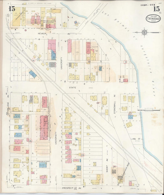 Sanborn Fire Insurance Map from Trinidad, Las Animas County, Colorado (1948), Sheet #0015 - Historic Sanborn Fire Insurance Map Print, vintage old map wall art, antique decor, genealogy gift, Colorado Colorado map