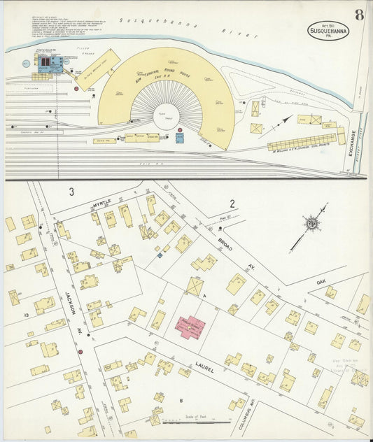 Sanborn Fire Insurance Map from Susquehanna, Susquehanna County, Pennsylvania (1911), Sheet #0008 - Historic Sanborn Fire Insurance Map Print, vintage old map wall art, antique decor, genealogy gift, Pennsylvania Pennsylvania map