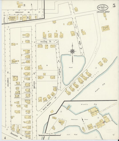 Sanborn Fire Insurance Map from Niantic, New London County, Connecticut (1911), Sheet #0005 - Complete Map Set gallery image, historic Sanborn map, vintage wall art, Connecticut Connecticut