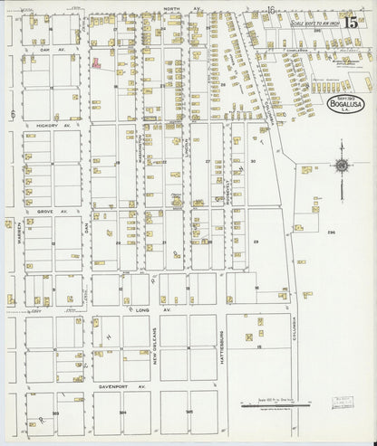 Sanborn Fire Insurance Map from Bogalusa, Washington Parish, Louisiana (1919), Sheet #0015 - Complete Map Set gallery image, historic Sanborn map, vintage wall art, Louisiana Louisiana