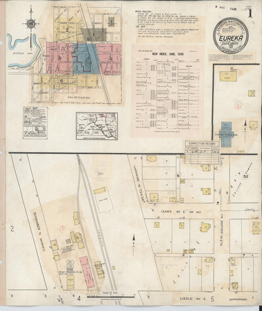 Sanborn Fire Insurance Map from Eureka, McPherson County, South Dakota. (1939) – Historic Sanborn Fire Insurance Map Print